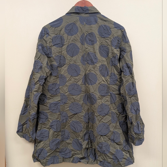 Sun Kim by Comfy USA Polka Dot Olive/Navy Crinkle Boyfriend Jacket Size Large - Picture 3 of 9